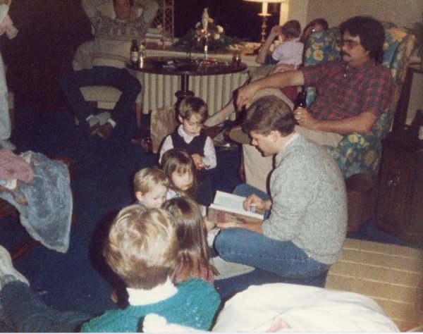 Mike reading to the grandkids. Christmas at Nana and Papa's 